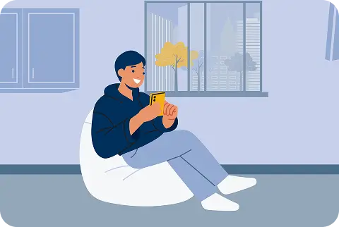 Ilustración persona en su casa 